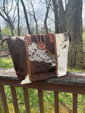 New Cowhide genuine Leather Tote Bag Stylish Purse Hair on Hide